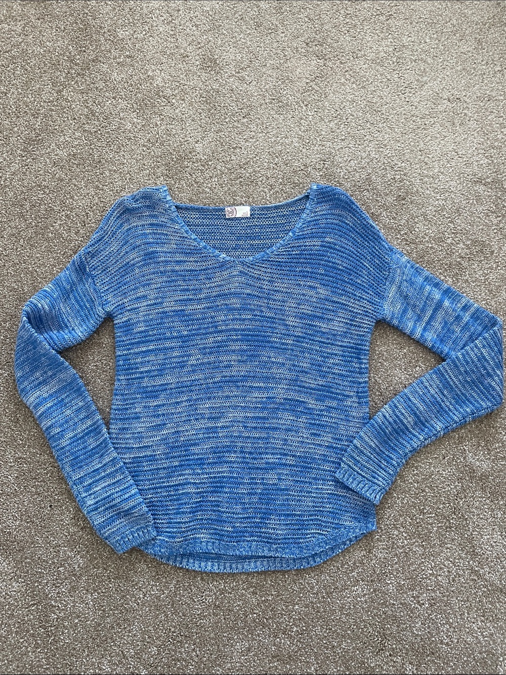 SO Blue Marled V-Neck Sweater